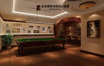 美式古典风格台球厅装修效果图